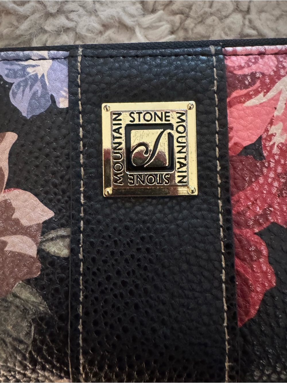 Stone Mountain Accessories Black Floral Zip Wallet with Pink & Brown Blooms - Picture 5 of 7